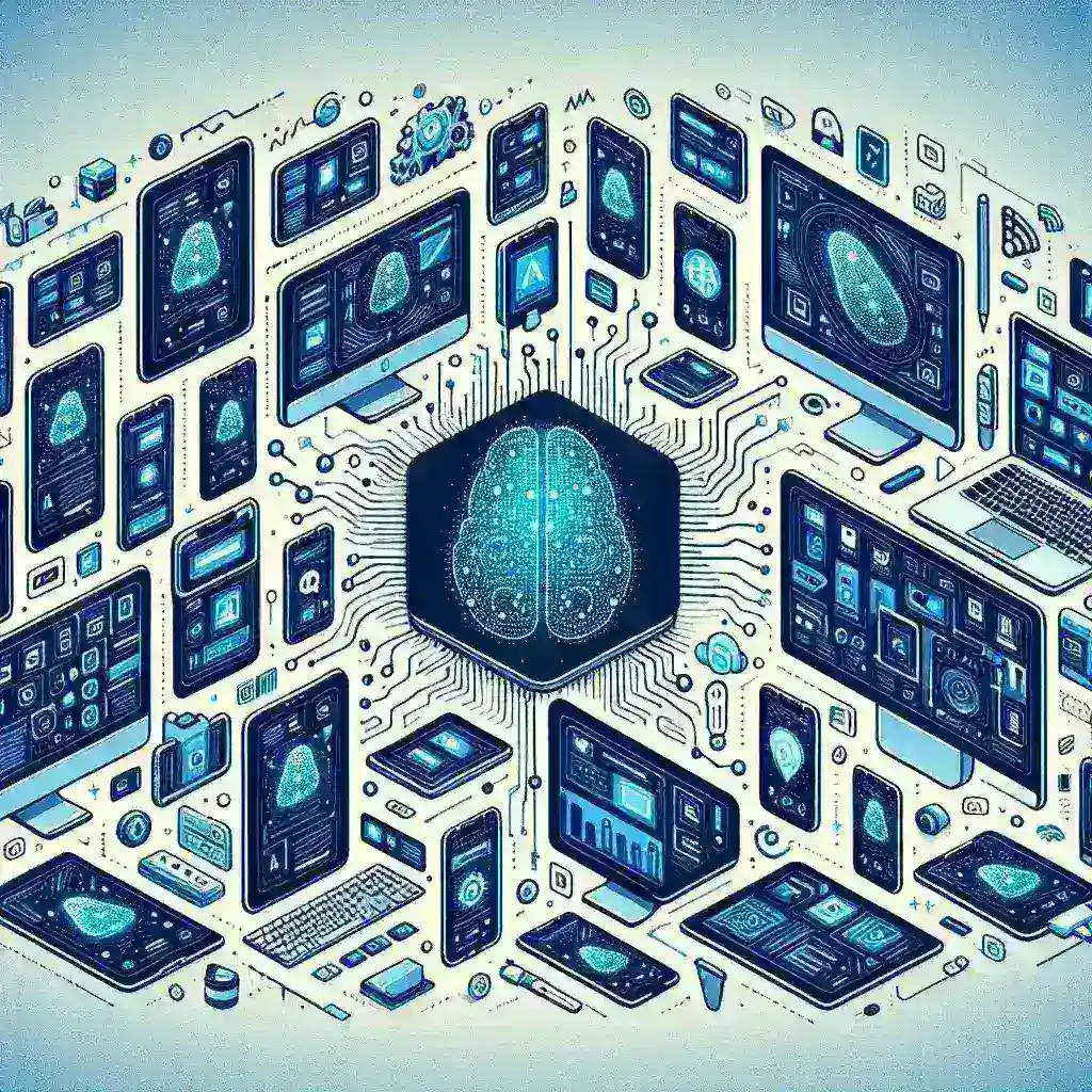 "Adobe XD AI tool creating responsive design prototypes on a laptop screen, showcasing intuitive user interface and advanced design features."